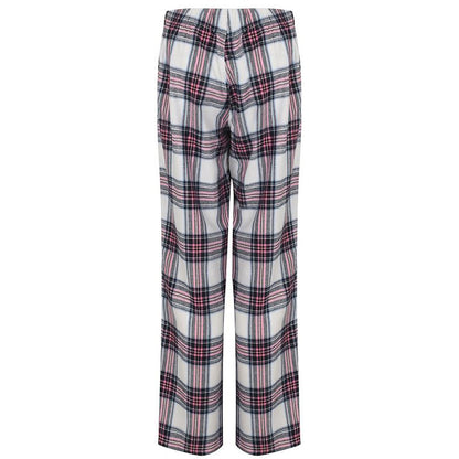 White-Pink Check - Side - Skinnifit Womens-Ladies Tartan Lounge Pants