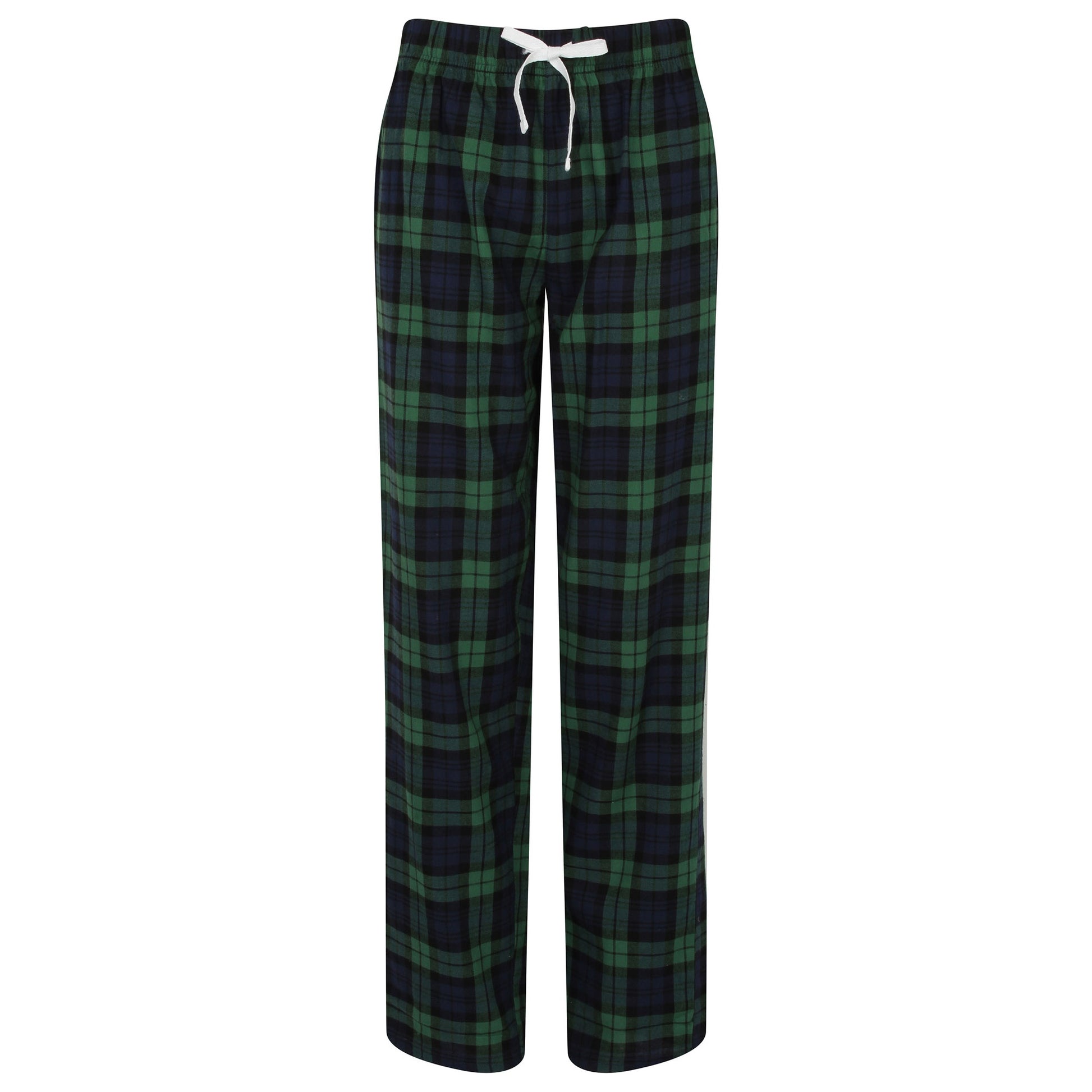 Navy-Green Check - Front - Skinnifit Womens-Ladies Tartan Lounge Pants