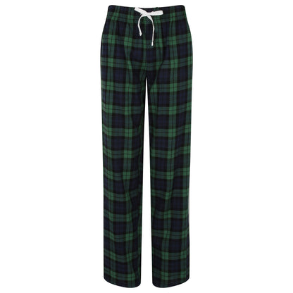 Navy-Green Check - Front - Skinnifit Womens-Ladies Tartan Lounge Pants