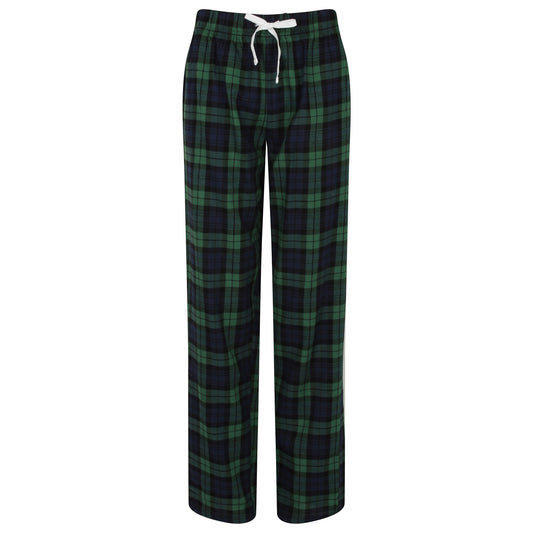 Navy-Green Check - Front - Skinnifit Womens-Ladies Tartan Lounge Pants
