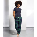 Navy-Green Check - Back - Skinnifit Womens-Ladies Tartan Lounge Pants