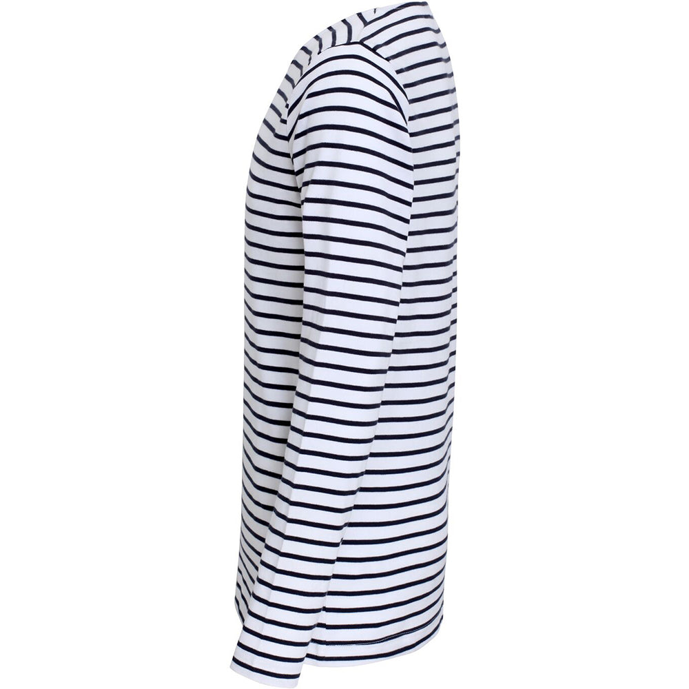 White-Navy - Side - Asquith & Fox Mens Mariniere Coastal Long Sleeve T-Shirt