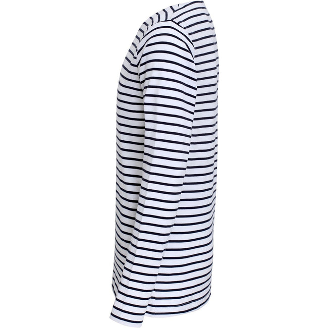 White-Navy - Side - Asquith & Fox Mens Mariniere Coastal Long Sleeve T-Shirt