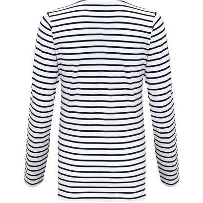 White-Navy - Back - Asquith & Fox Womens-Ladies Mariniere Coastal Long Sleeve T-Shirt