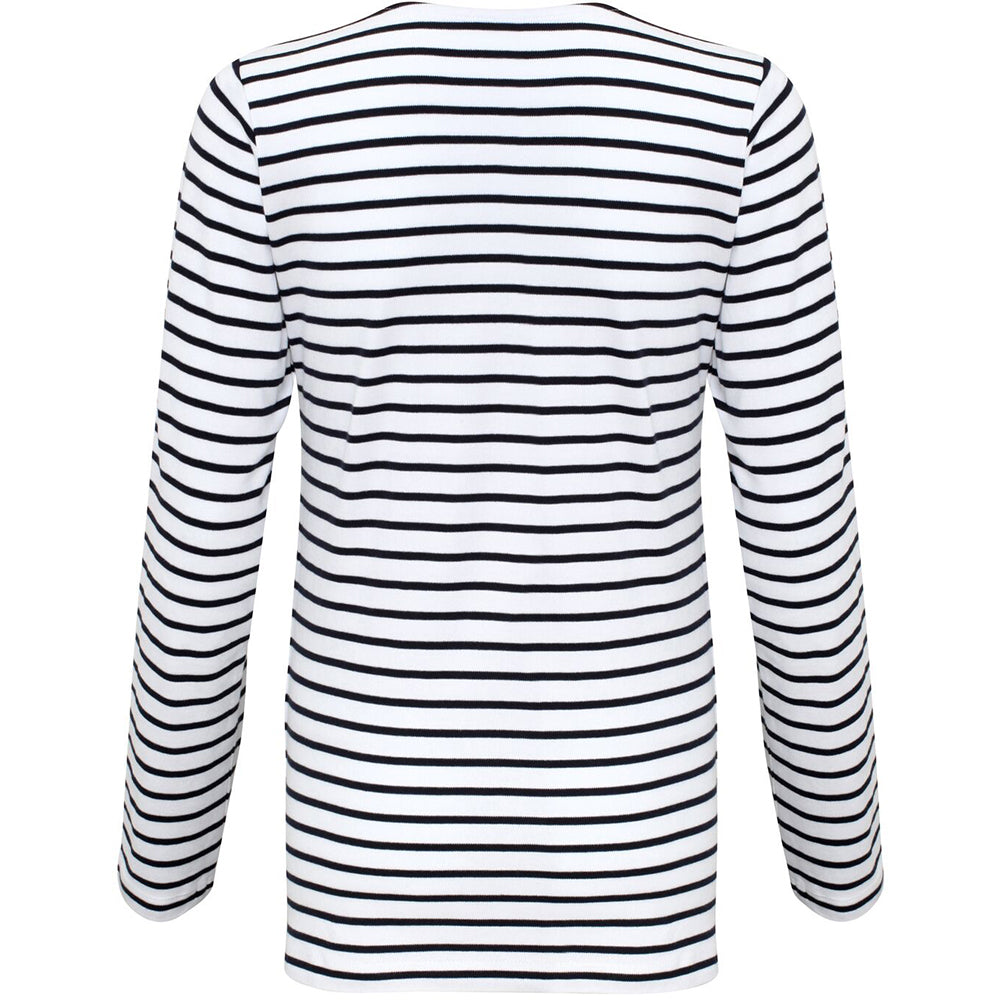White-Navy - Back - Asquith & Fox Womens-Ladies Mariniere Coastal Long Sleeve T-Shirt