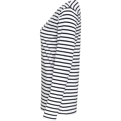 White-Navy - Side - Asquith & Fox Womens-Ladies Mariniere Coastal Long Sleeve T-Shirt