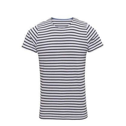 White-Navy - Front - Asquith & Fox Mens Mariniere Coastal Short Sleeve T-Shirt