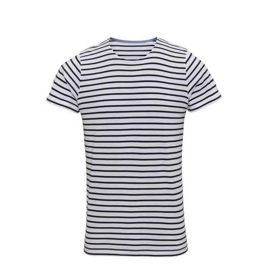 White-Navy - Front - Asquith & Fox Mens Mariniere Coastal Short Sleeve T-Shirt