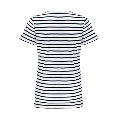 White-Navy - Back - Asquith & Fox Womens-Ladies Mariniere Coastal Short Sleeve T-Shirt