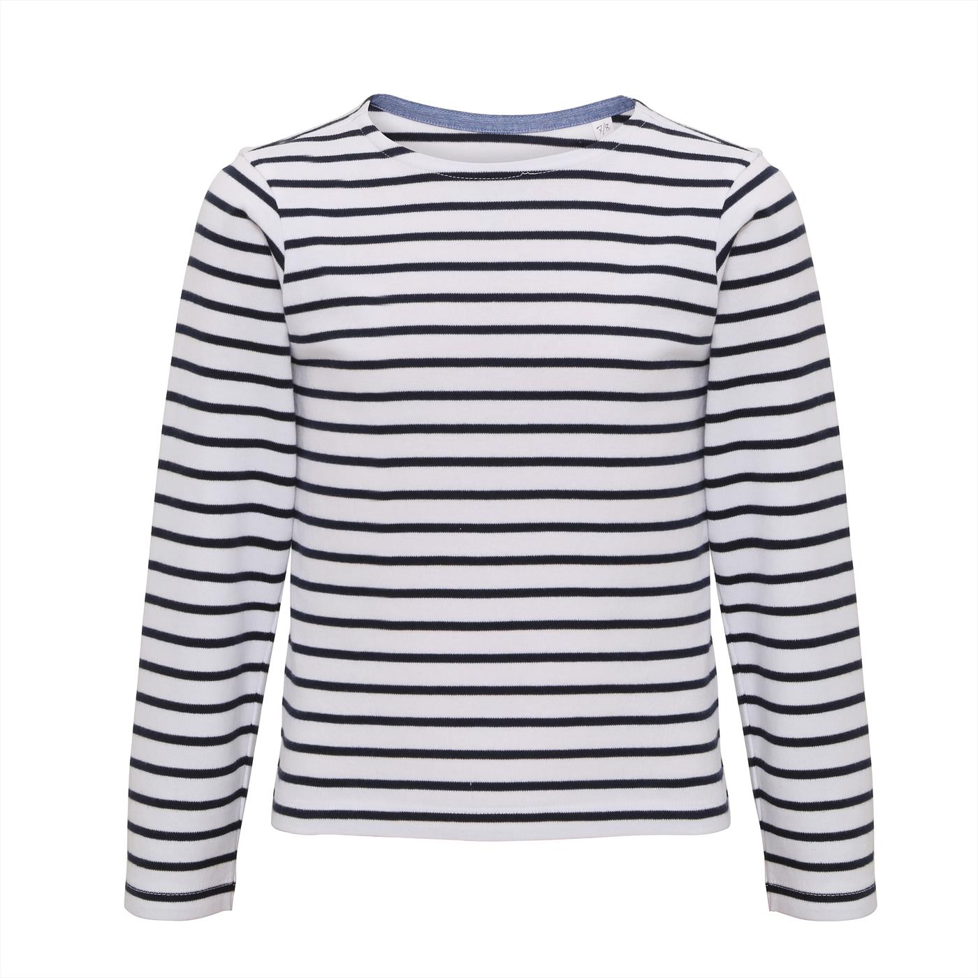 White-Navy - Front - Asquith & Fox Childrens-Kids Mariniere Coastal Long Sleeve T-Shirt