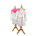 White-Pink - Front - A&R Towels Childrens-Kids Boyzz & Girlzz Hooded Bathrobe