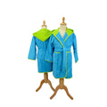 Aqua Blue-Lime Green - Front - A&R Towels Childrens-Kids Boyzz & Girlzz Hooded Bathrobe