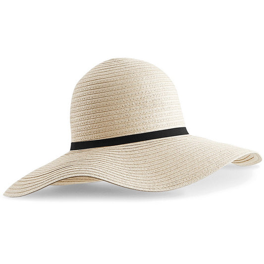 Natural - Front - Beechfield Womens-Ladies Marbella Wide-brimmed Sun Hat