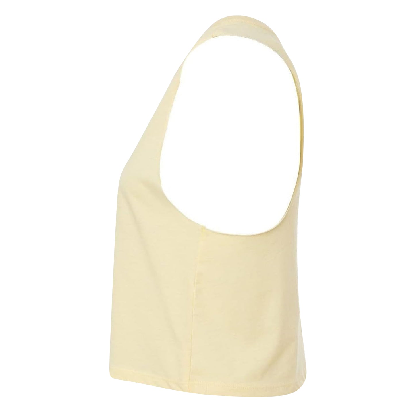 French Vanilla Heather - Side - Bella + Canvas Womens-Ladies Racerback Cropped Sleeveless Tank Top