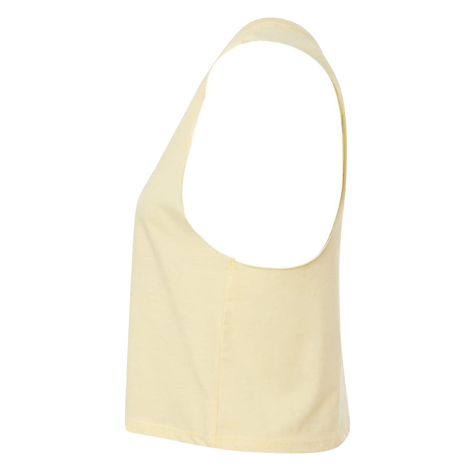 French Vanilla Heather - Side - Bella + Canvas Womens-Ladies Racerback Cropped Sleeveless Tank Top