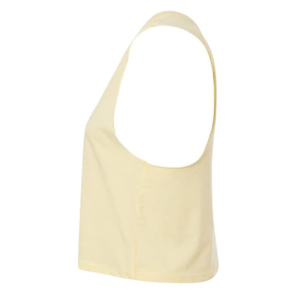 French Vanilla Heather - Side - Bella + Canvas Womens-Ladies Racerback Cropped Sleeveless Tank Top