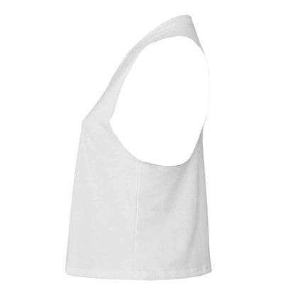 Solid White Blend - Side - Bella + Canvas Womens-Ladies Racerback Cropped Sleeveless Tank Top