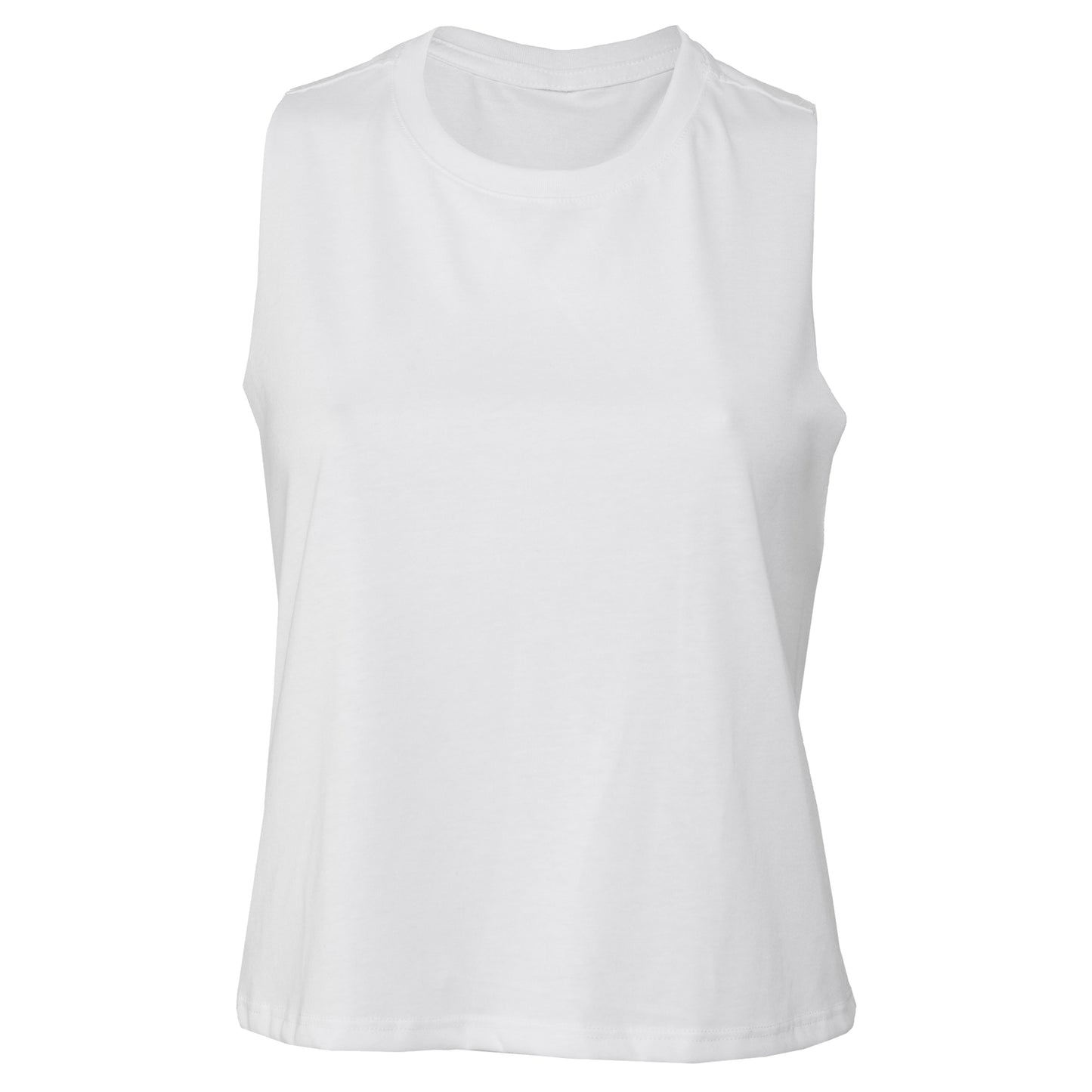 Solid White Blend - Front - Bella + Canvas Womens-Ladies Racerback Cropped Sleeveless Tank Top