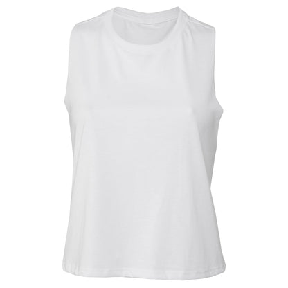 Solid White Blend - Front - Bella + Canvas Womens-Ladies Racerback Cropped Sleeveless Tank Top
