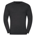 Charcoal Marl - Front - Russell Collection Mens Crew Neck Knitted Pullover Sweatshirt