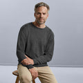 Charcoal Marl - Back - Russell Collection Mens Crew Neck Knitted Pullover Sweatshirt