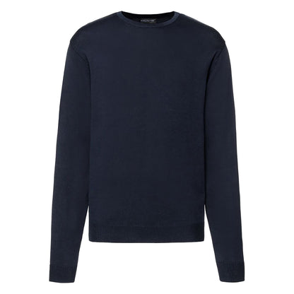 French Navy - Front - Russell Collection Mens Crew Neck Knitted Pullover Sweatshirt