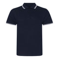 Navy-White - Front - AWDis Mens Stretch Tipped Polo Shirt