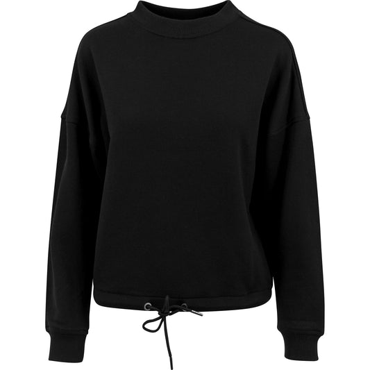 Black - Front - Build Your Brand Womens-Ladies Oversize Crew Neck Sweatshirt