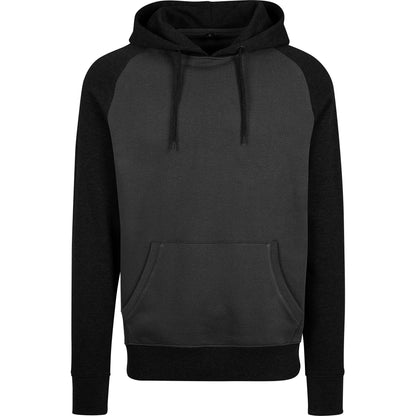 Charcoal-Black - Front - Build Your Brand Mens Raglan Hoodie