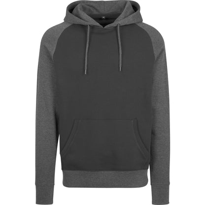 Black-Charcoal - Front - Build Your Brand Mens Raglan Hoodie