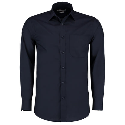 Dark Navy - Front - Kustom Kit Mens Long Sleeve Poplin Shirt