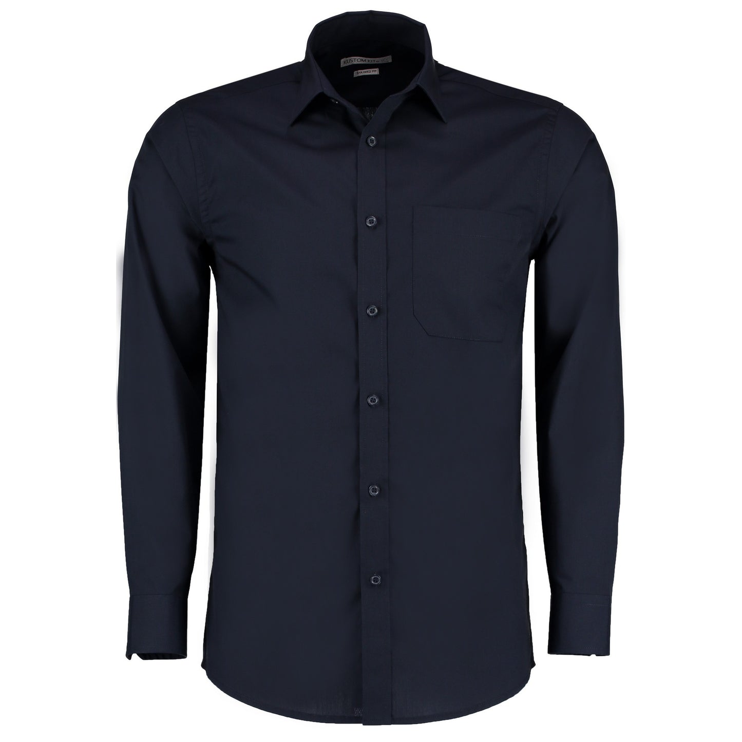 Dark Navy - Front - Kustom Kit Mens Long Sleeve Poplin Shirt