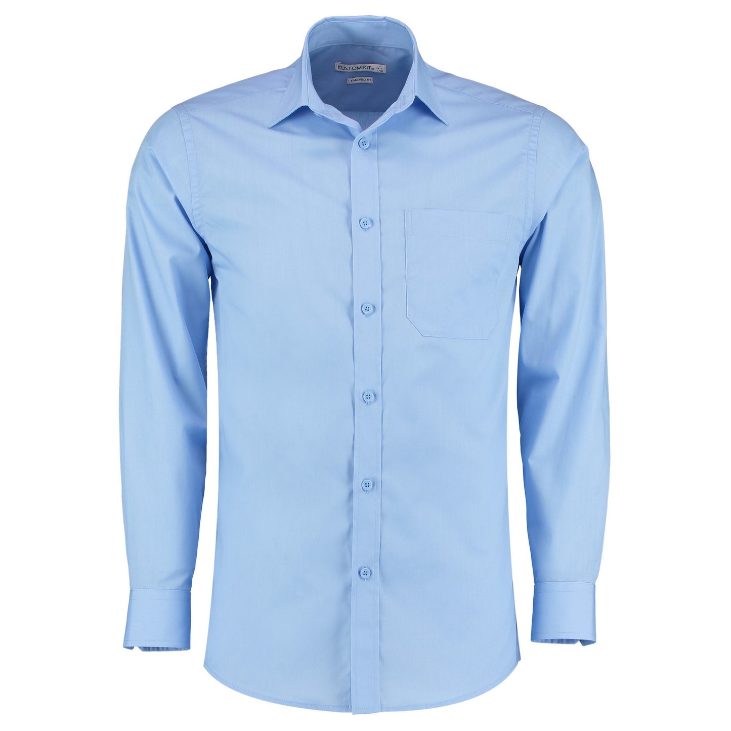 Light Blue - Front - Kustom Kit Mens Long Sleeve Poplin Shirt