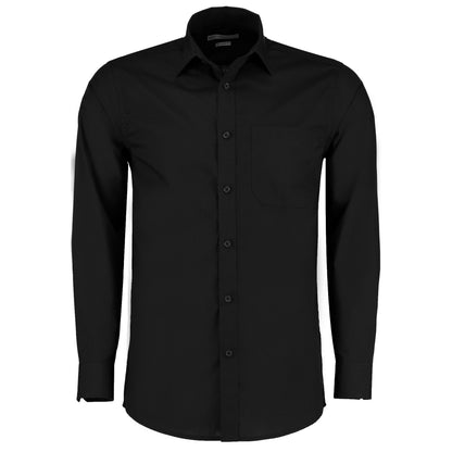 Black - Front - Kustom Kit Mens Long Sleeve Poplin Shirt