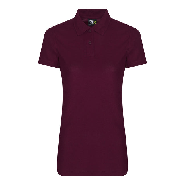 Burgundy - Front - Pro RTX Womens-Ladies Pro Polyester Polo