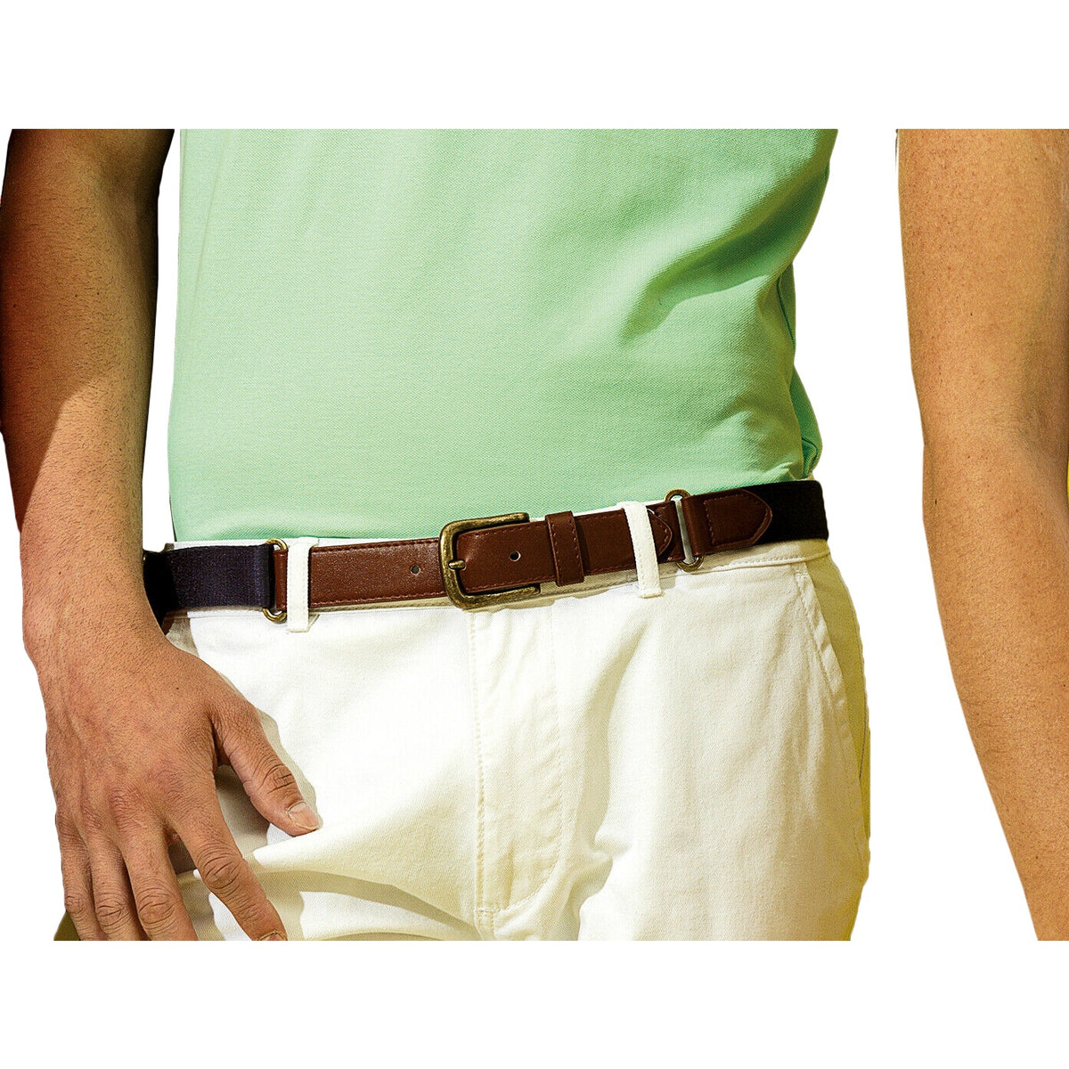 Black - Back - Asquith & Fox Mens Faux Leather And Canvas Belt