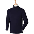 Navy - Pack Shot - Henbury Mens Long Sleeve Cotton Rich Roll Neck Top - Sweatshirt