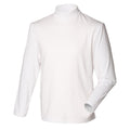White - Front - Henbury Mens Long Sleeve Cotton Rich Roll Neck Top - Sweatshirt
