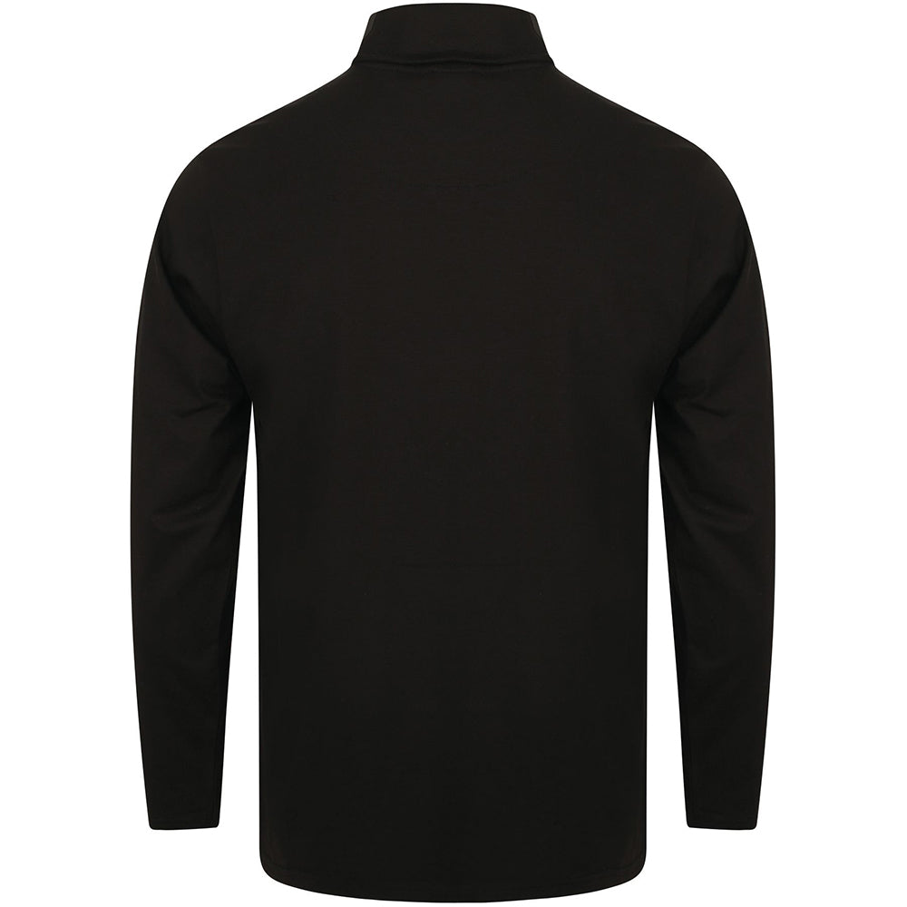 Black - Back - Henbury Mens Long Sleeve Cotton Rich Roll Neck Top - Sweatshirt