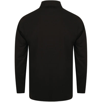 Black - Back - Henbury Mens Long Sleeve Cotton Rich Roll Neck Top - Sweatshirt