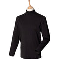 Black - Pack Shot - Henbury Mens Long Sleeve Cotton Rich Roll Neck Top - Sweatshirt