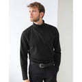 Black - Close up - Henbury Mens Long Sleeve Cotton Rich Roll Neck Top - Sweatshirt