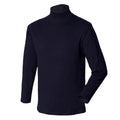 Navy - Front - Henbury Mens Long Sleeve Cotton Rich Roll Neck Top - Sweatshirt