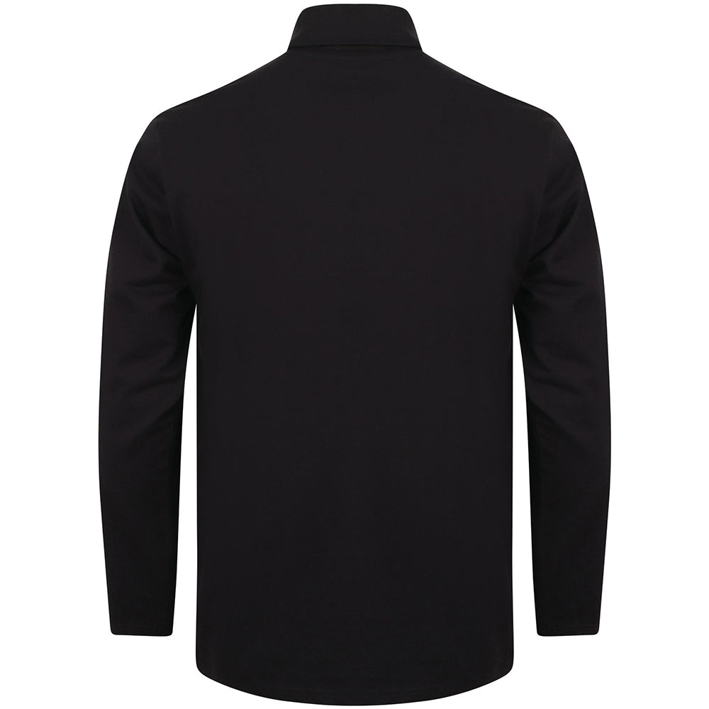 Navy - Back - Henbury Mens Long Sleeve Cotton Rich Roll Neck Top - Sweatshirt