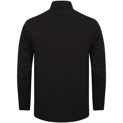 Navy - Back - Henbury Mens Long Sleeve Cotton Rich Roll Neck Top - Sweatshirt