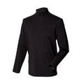 Black - Front - Henbury Mens Long Sleeve Cotton Rich Roll Neck Top - Sweatshirt