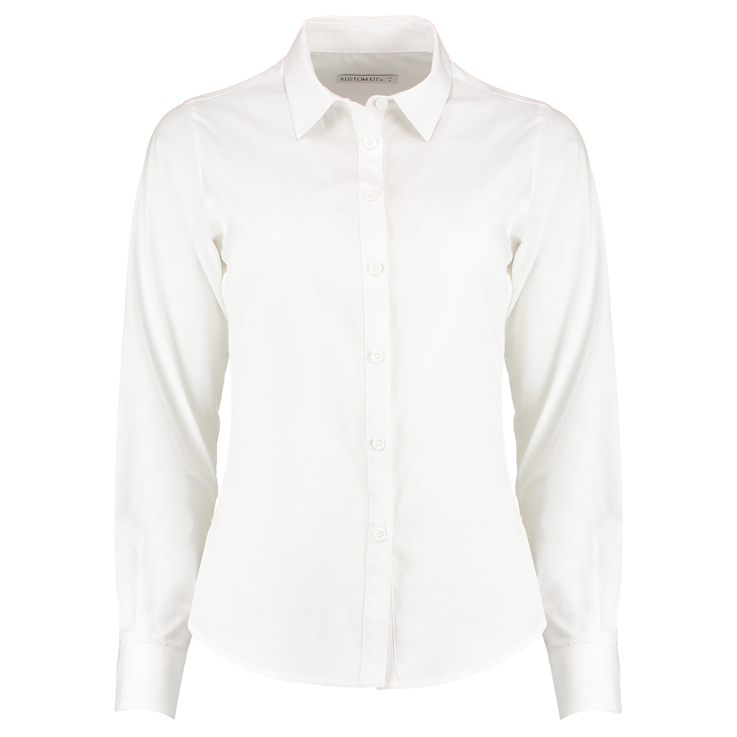 White - Front - Kustom Kit Womens-Ladies Long Sleeve Poplin Shirt