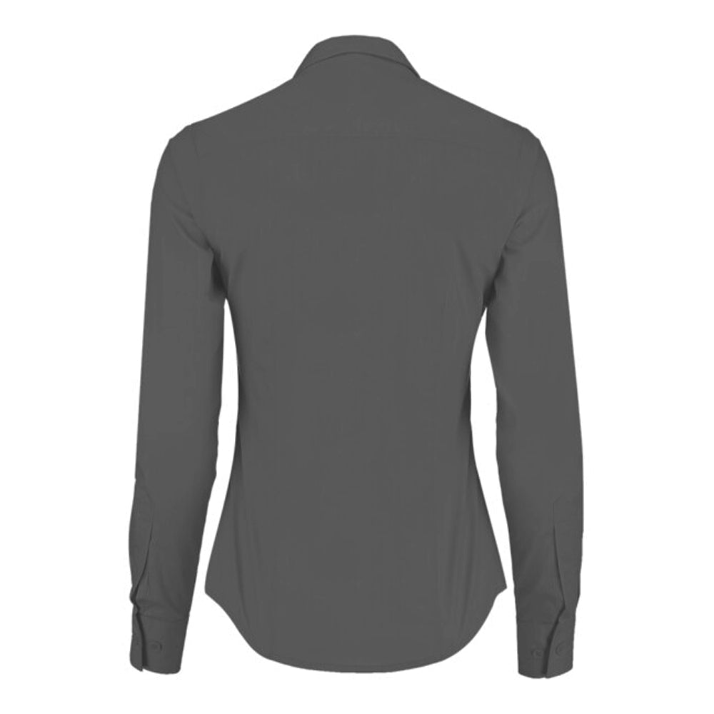 Graphite - Back - Kustom Kit Womens-Ladies Long Sleeve Poplin Shirt