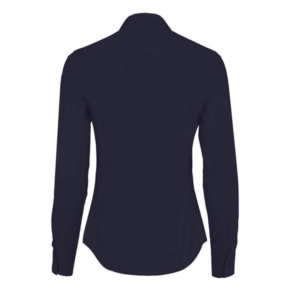 Dark Navy - Back - Kustom Kit Womens-Ladies Long Sleeve Poplin Shirt