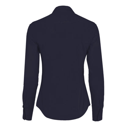 Dark Navy - Back - Kustom Kit Womens-Ladies Long Sleeve Poplin Shirt